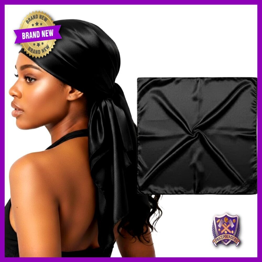 Large 36" Mulberry Silk Head Wrap for Sleeping, Hair Protection, Frizz Reduction